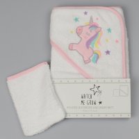 WF1686: Baby Unicorn Hooded Towel/Robe & Wash Mitt Set